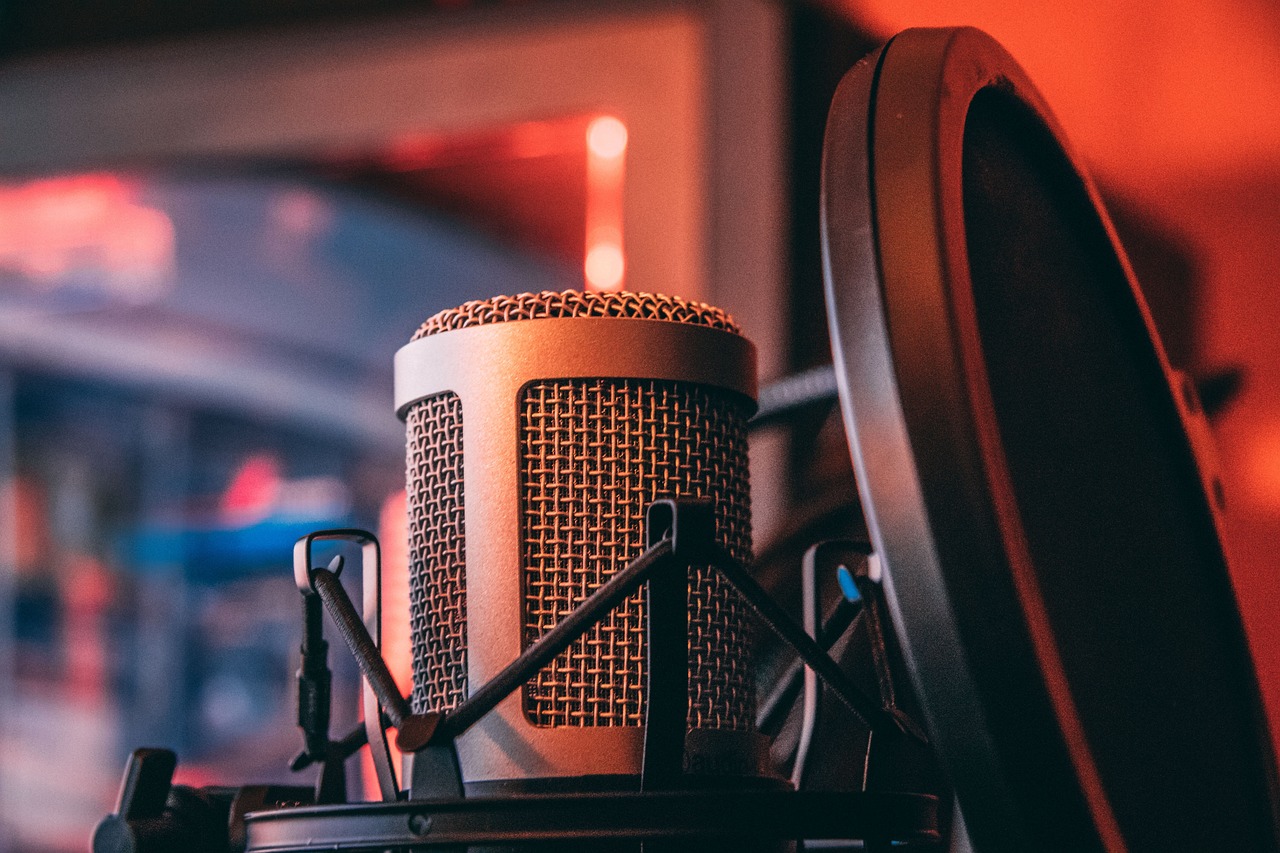 Podcaststudio met efficient geplaatste geluidsisolatie. Podcaststudio met efficient geplaatste geluidsisolatie.